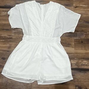 NEW white eyelet romper-M